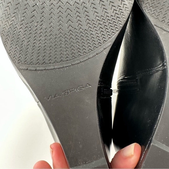 Via Spiga womens ankle booties size 7 37.5 black leather almond toe wedge boots - Picture 8 of 14